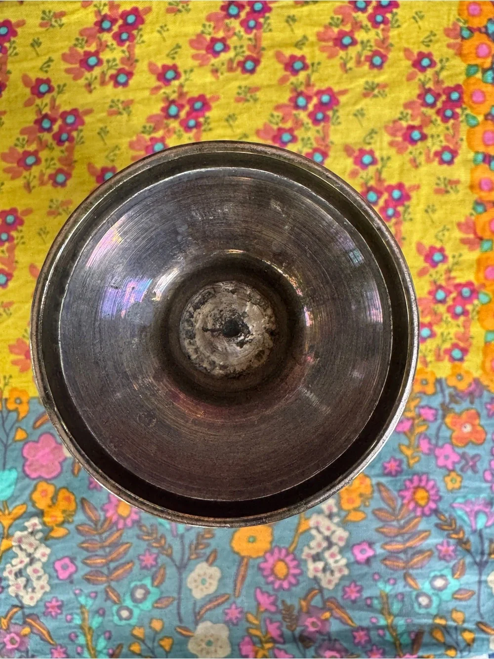 Vintage Brass Aune Vase Engraved Multicolor 8”